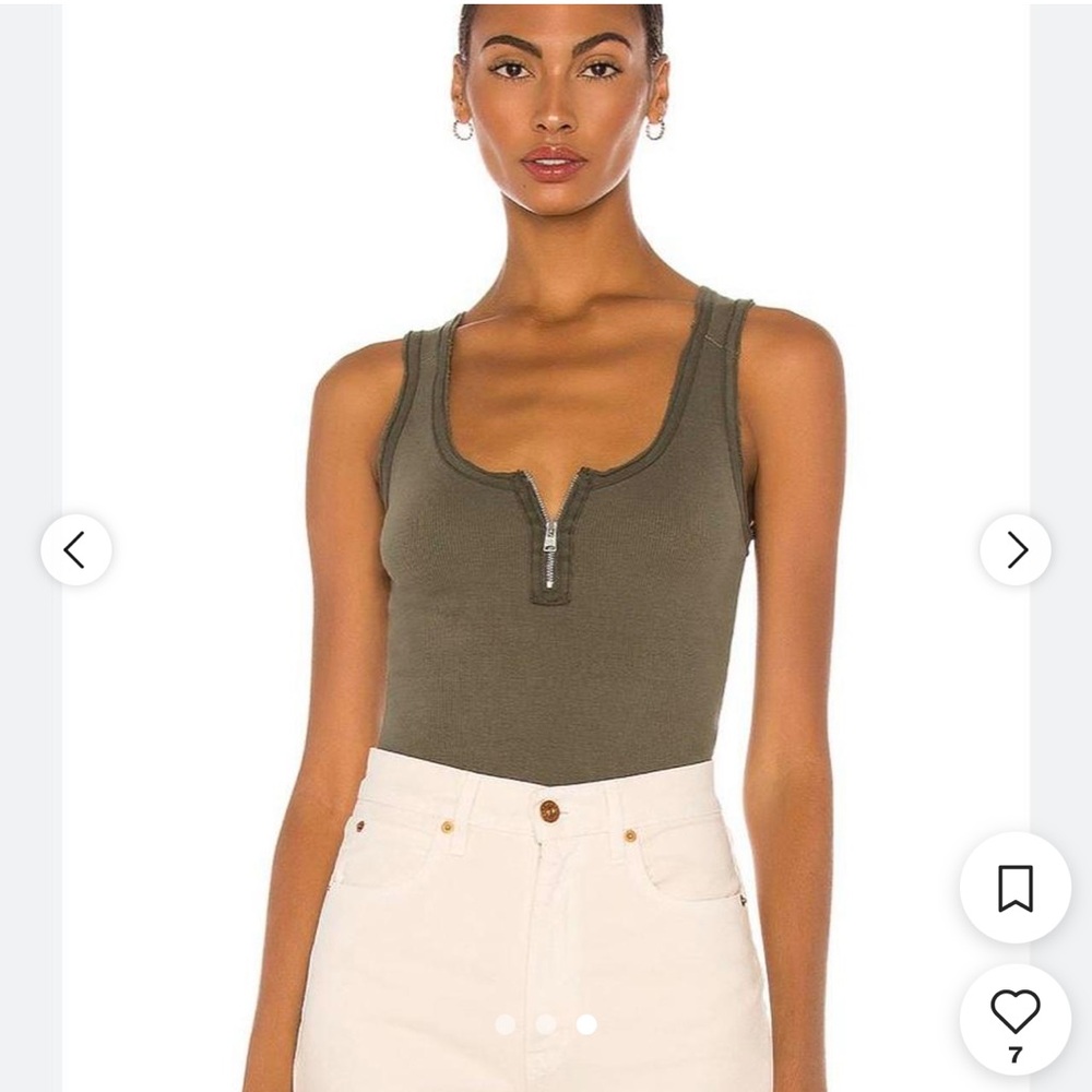 All Saints Alicia ribbed utility green  Zip-Front Ribbed bodysuit